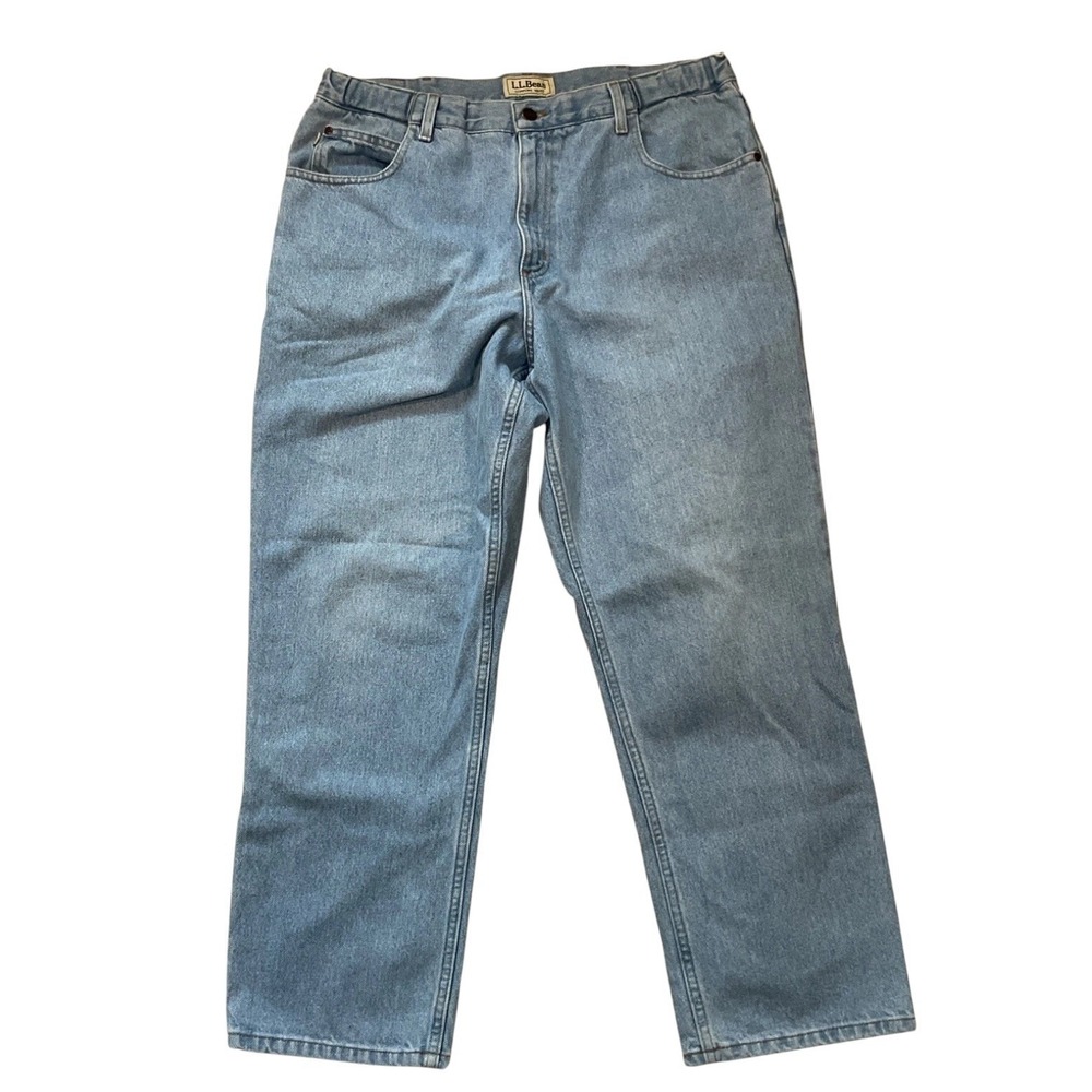 L.L. Bean Jeans Mens 36x29(34x28)Blue Comfort Waist Straight Leg Lt Wash Cotton